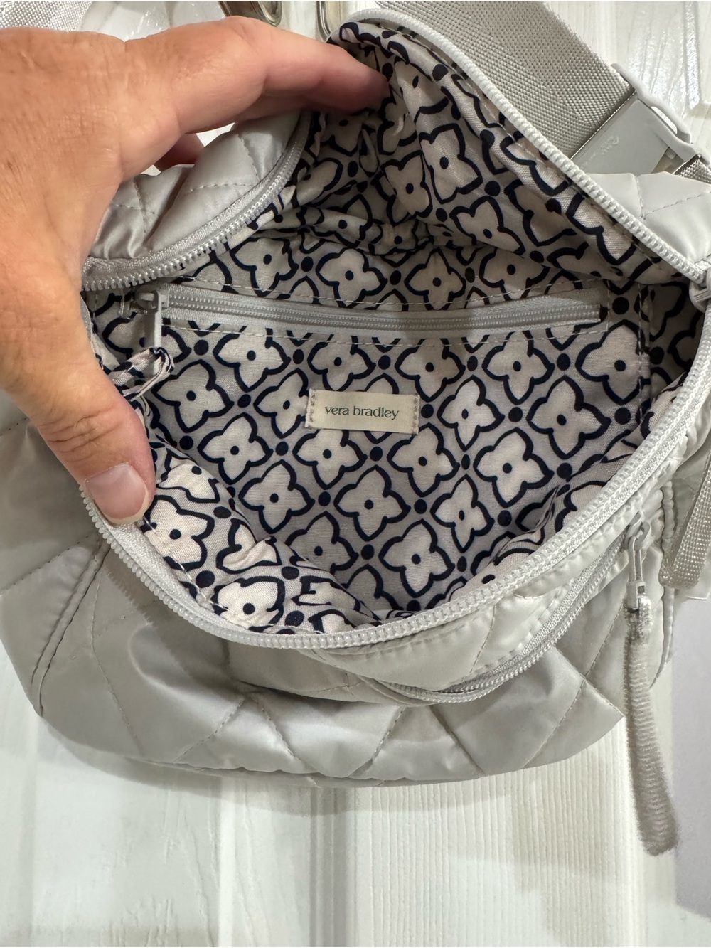 Vera Bradley Quilted Light Gray Belt Bag - Picture 3 of 7